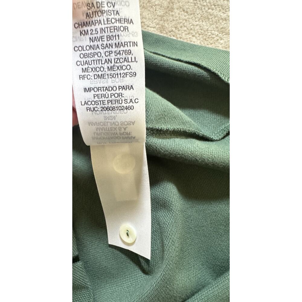 Lacoste Green Polo Shirt Men’s Size 4 Medium Classic Crocodile Logo Cotton Pique - Picture 11 of 13